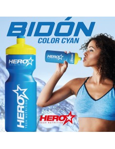 BIDÓN LOGO BLANCO 750ML - COLOR CYAN HERO TECH NUTRITION 2