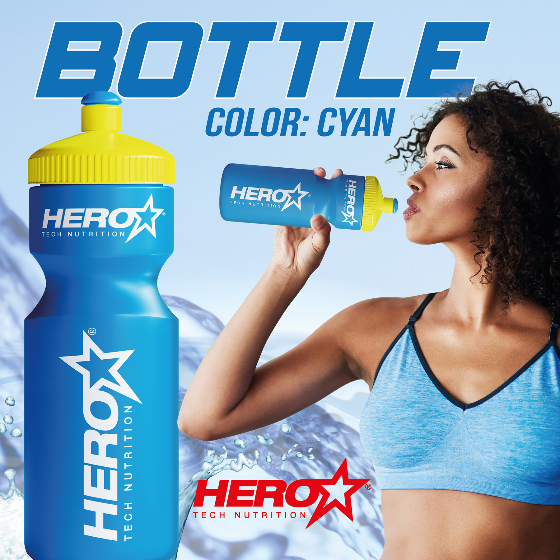 BOTTLE 750 ML CYAN - HERO TECH NUTRITION herotechnutrition