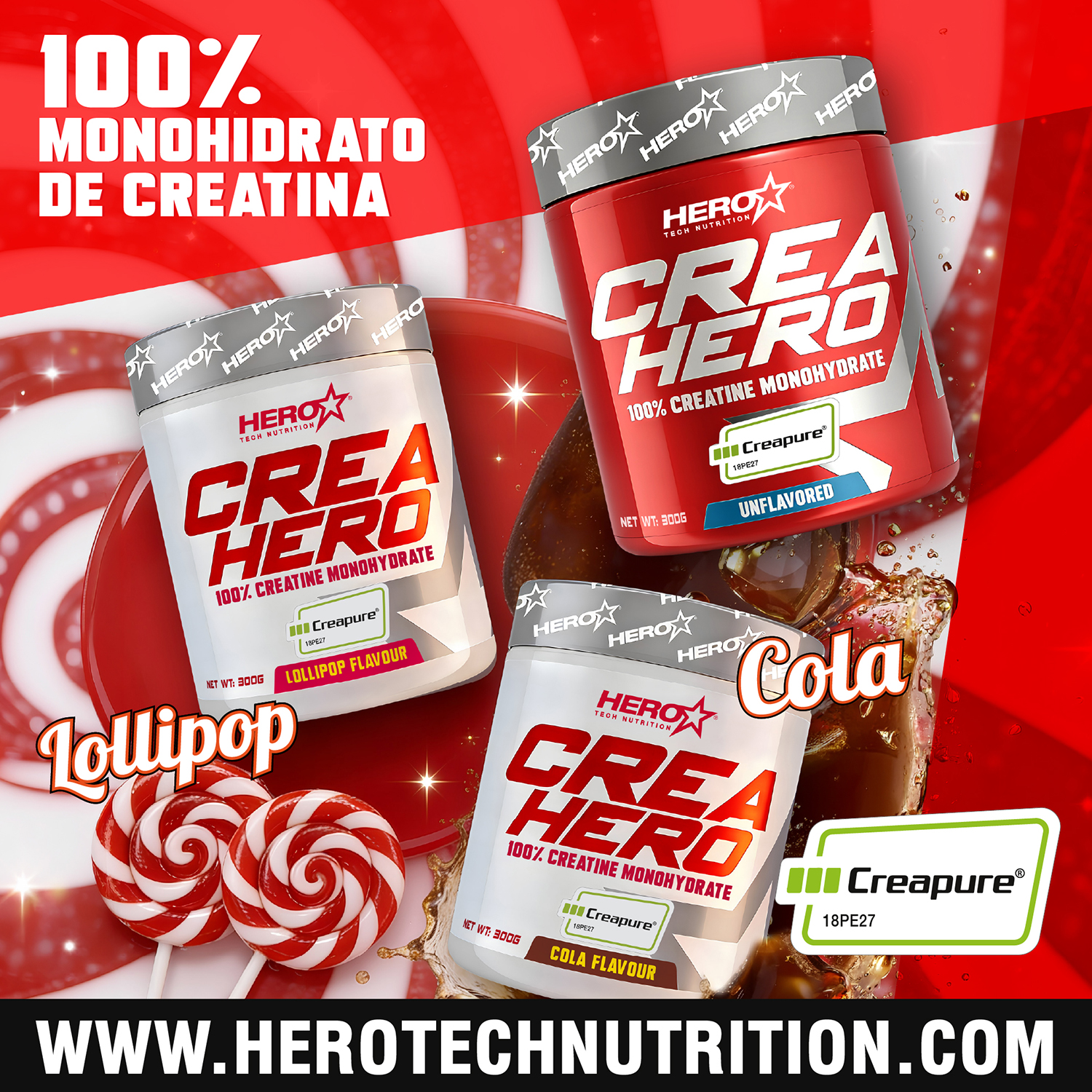 CREAHERO CREATINA CREAPURE - HERO TECH NUTRITION herotechnutrition