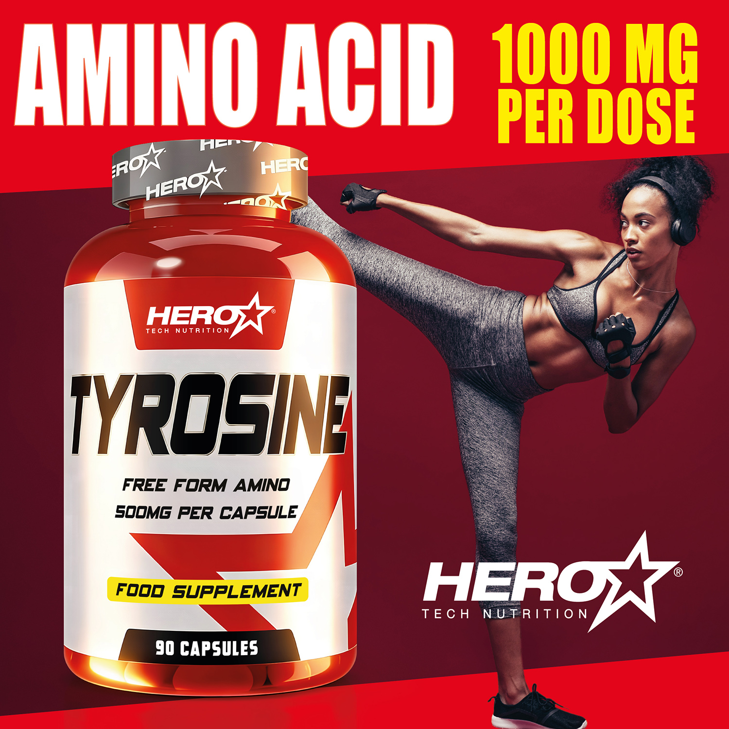 TYROSINE AMINO ACID HERO TECH NUTRITION herotechnutrition